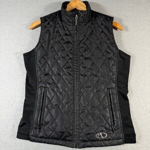 Marker Quilted Puffer Vest Black Full Zip Sleeveless Fleece Lined Women's M